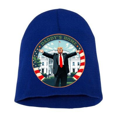 Funny Donald Trump White House 2024 President 47 Daddys Home Short Acrylic Beanie