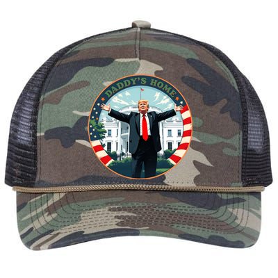 Funny Donald Trump White House 2024 President 47 Daddys Home Retro Rope Trucker Hat Cap