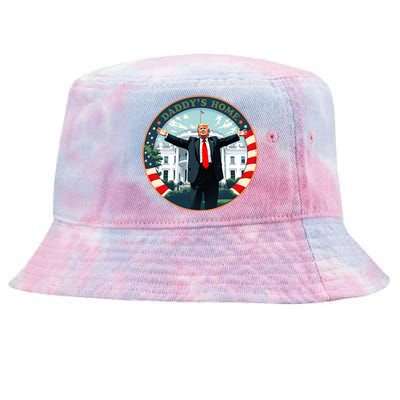 Funny Donald Trump White House 2024 President 47 Daddys Home Tie-Dyed Bucket Hat