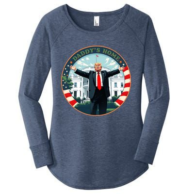 Funny Donald Trump White House 2024 President 47 Daddys Home Women's Perfect Tri Tunic Long Sleeve Shirt