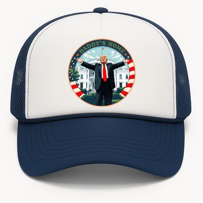 Funny Donald Trump White House 2024 President 47 Daddys Home Trucker Hat