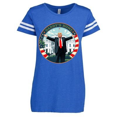 Funny Donald Trump White House 2024 President 47 Daddys Home Enza Ladies Jersey Football T-Shirt