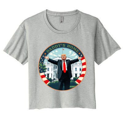 Funny Donald Trump White House 2024 President 47 Daddys Home Women's Crop Top Tee