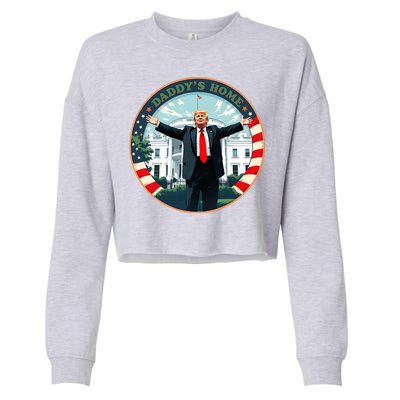 Funny Donald Trump White House 2024 President 47 Daddys Home Cropped Pullover Crew