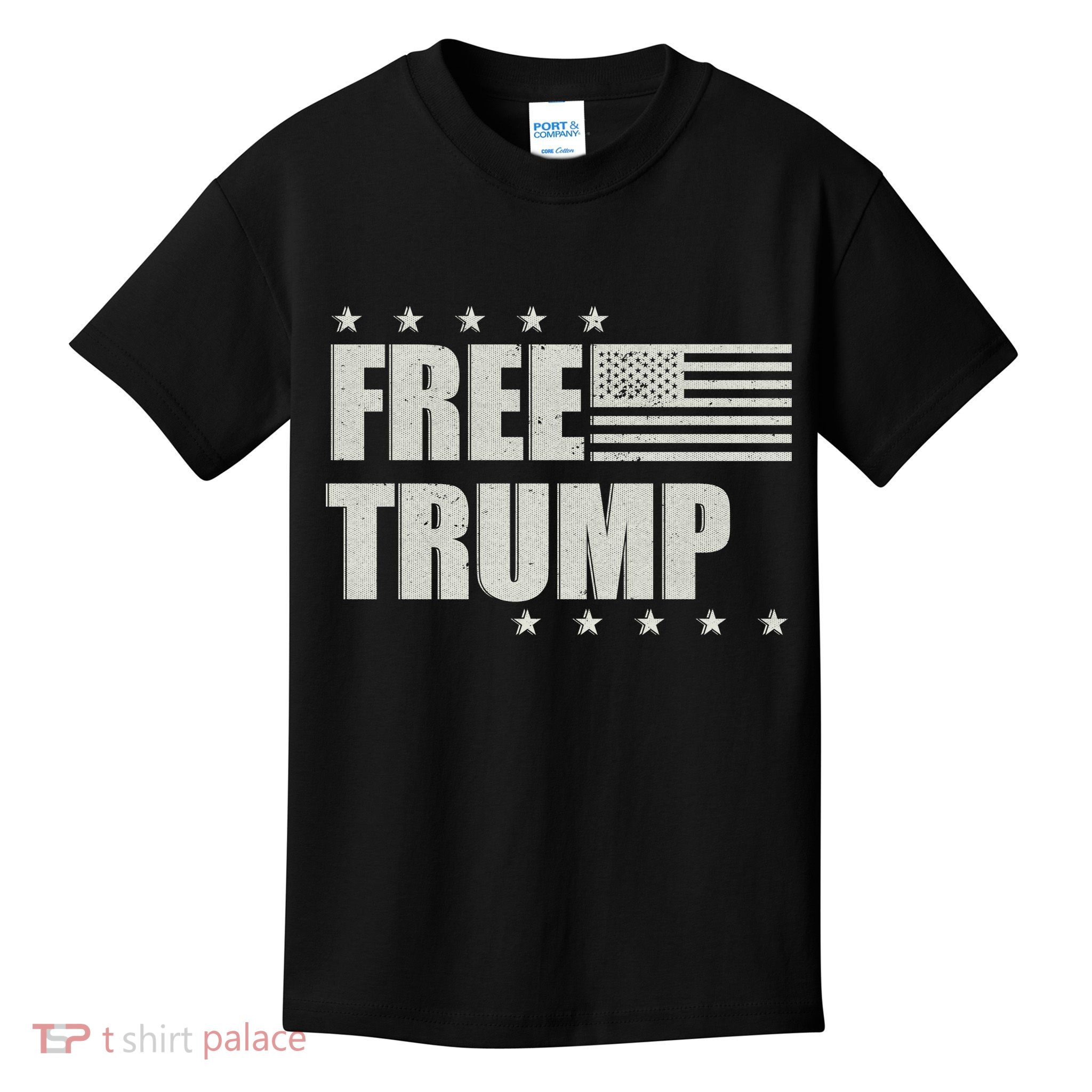 Free Donald Trump American Flag Kids T-Shirt