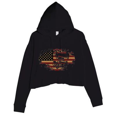 Funny Dirt Track Racing Sprint Car Vintage Usa American Flag Gift Crop Fleece Hoodie