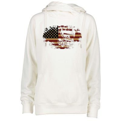 Funny Dirt Track Racing Sprint Car Vintage Usa American Flag Gift Womens Funnel Neck Pullover Hood