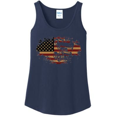 Funny Dirt Track Racing Sprint Car Vintage Usa American Flag Gift Ladies Essential Tank