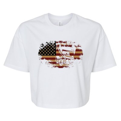 Funny Dirt Track Racing Sprint Car Vintage Usa American Flag Gift Bella+Canvas Jersey Crop Tee