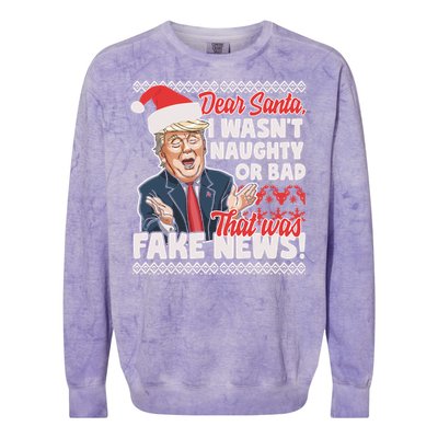 Funny Donald Trump Fake News Ugly Christmas Style Gift Colorblast Crewneck Sweatshirt