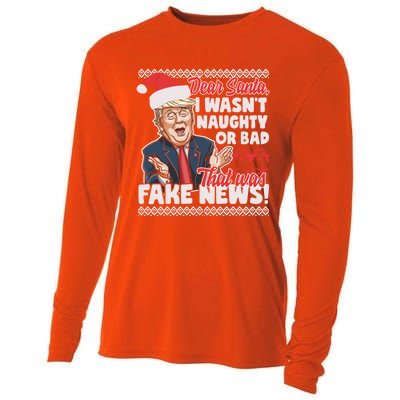 Funny Donald Trump Fake News Ugly Christmas Style Gift Cooling Performance Long Sleeve Crew