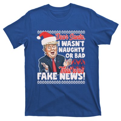 Funny Donald Trump Fake News Ugly Christmas Style Gift T-Shirt