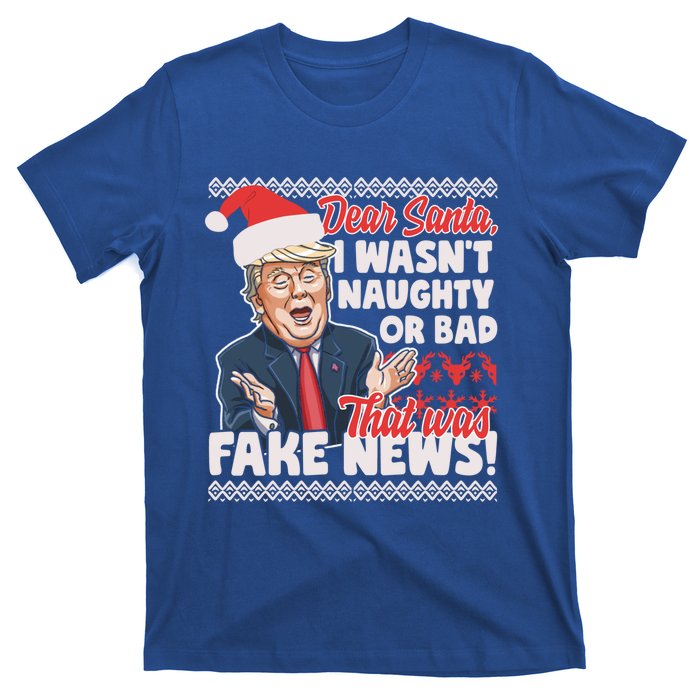 Funny Donald Trump Fake News Ugly Christmas Style Gift T-Shirt