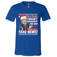 Funny Donald Trump Fake News Ugly Christmas Style Gift V-Neck T-Shirt