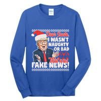 Funny Donald Trump Fake News Ugly Christmas Style Gift Tall Long Sleeve T-Shirt