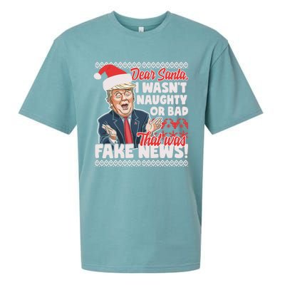 Funny Donald Trump Fake News Ugly Christmas Style Gift Sueded Cloud Jersey T-Shirt