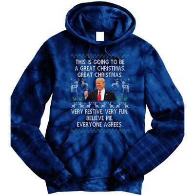 Funny Donald Trump Merry Christmas Xmas Pajamas Holiday Ugly Tie Dye Hoodie