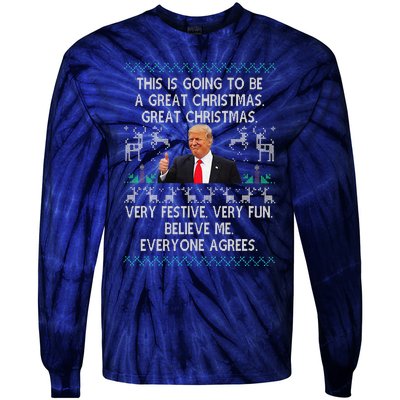 Funny Donald Trump Merry Christmas Xmas Pajamas Holiday Ugly Tie-Dye Long Sleeve Shirt