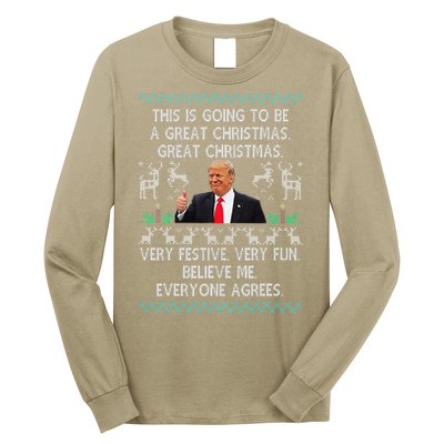 Funny Donald Trump Merry Christmas Xmas Pajamas Holiday Ugly Long Sleeve Shirt