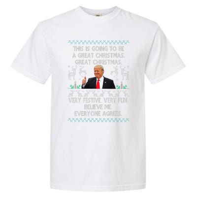 Funny Donald Trump Merry Christmas Xmas Pajamas Holiday Ugly Garment-Dyed Heavyweight T-Shirt