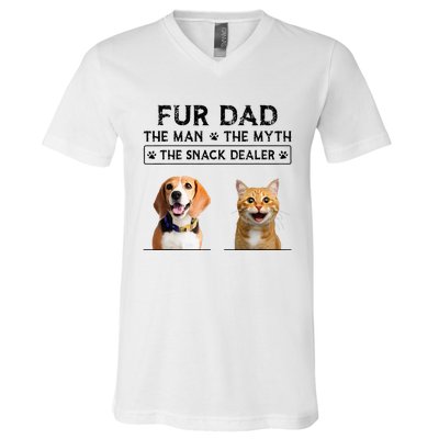 fur dad the man the myth the snack dealer V-Neck T-Shirt