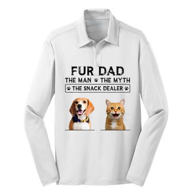 fur dad the man the myth the snack dealer Silk Touch Performance Long Sleeve Polo