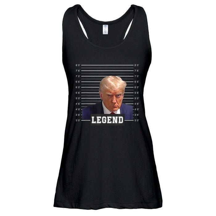 Free Donald Trump Mug Shot Republican President MAGA 2024 Ladies Essential Flowy Tank