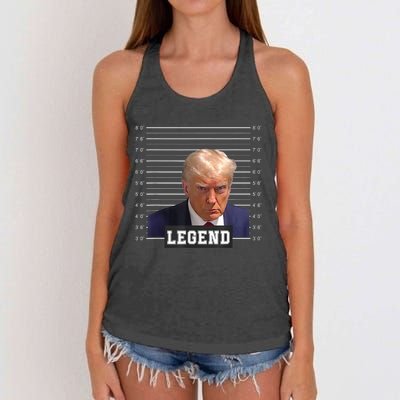 Free Donald Trump Mug Shot Republican President MAGA 2024 Women's Knotted Racerback Tank