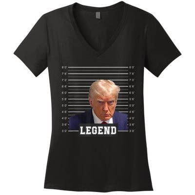 Free Donald Trump Mug Shot Republican President MAGA 2024 Women's V-Neck T-Shirt