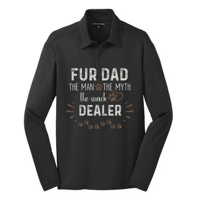 Fur Dad The Man The Myth The Snack Dealer Dog Fathers Day Silk Touch Performance Long Sleeve Polo