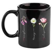 Foxglove Daisy Tulip Floral 11oz C Handle Ceramic Mug