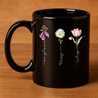 Foxglove Daisy Tulip Floral 11oz C Handle Ceramic Mug