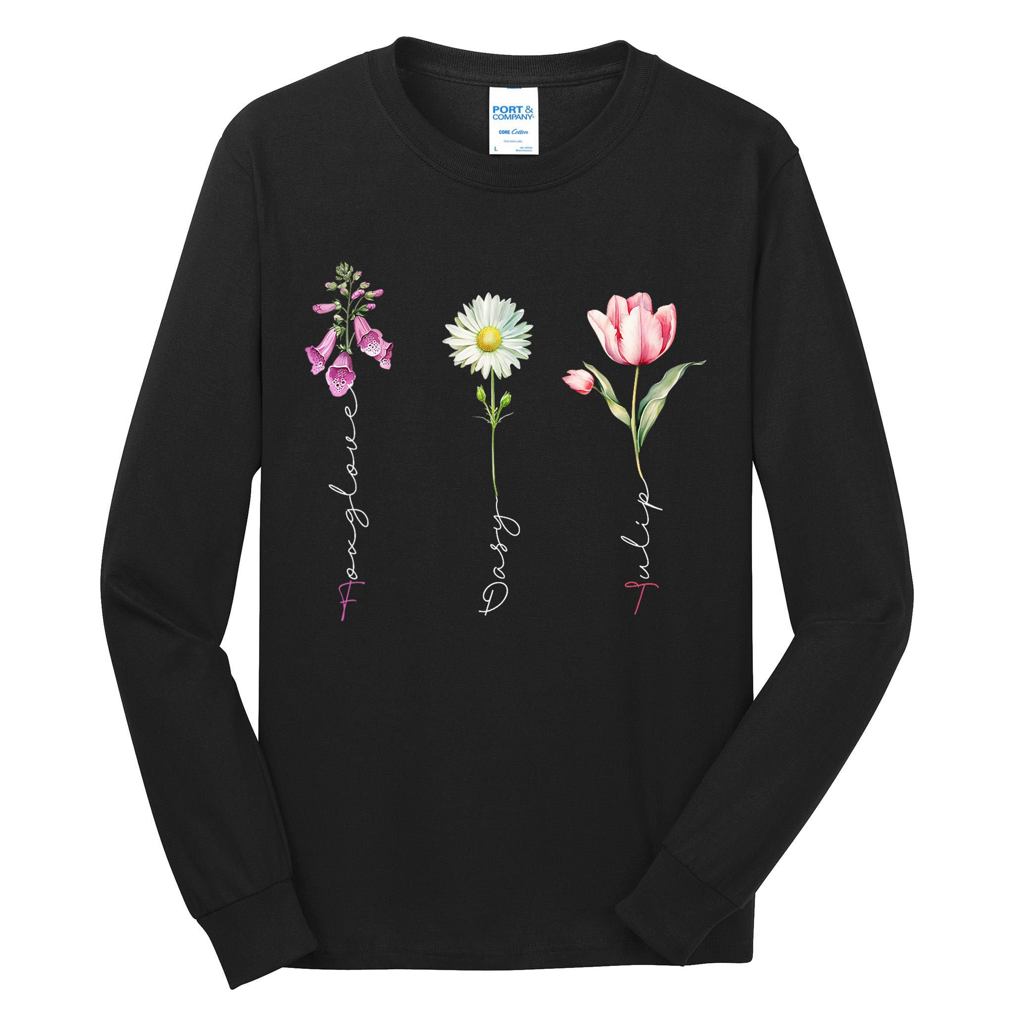 Foxglove Daisy Tulip Floral Tall Long Sleeve T-Shirt