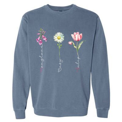 Foxglove Daisy Tulip Floral Garment-Dyed Sweatshirt