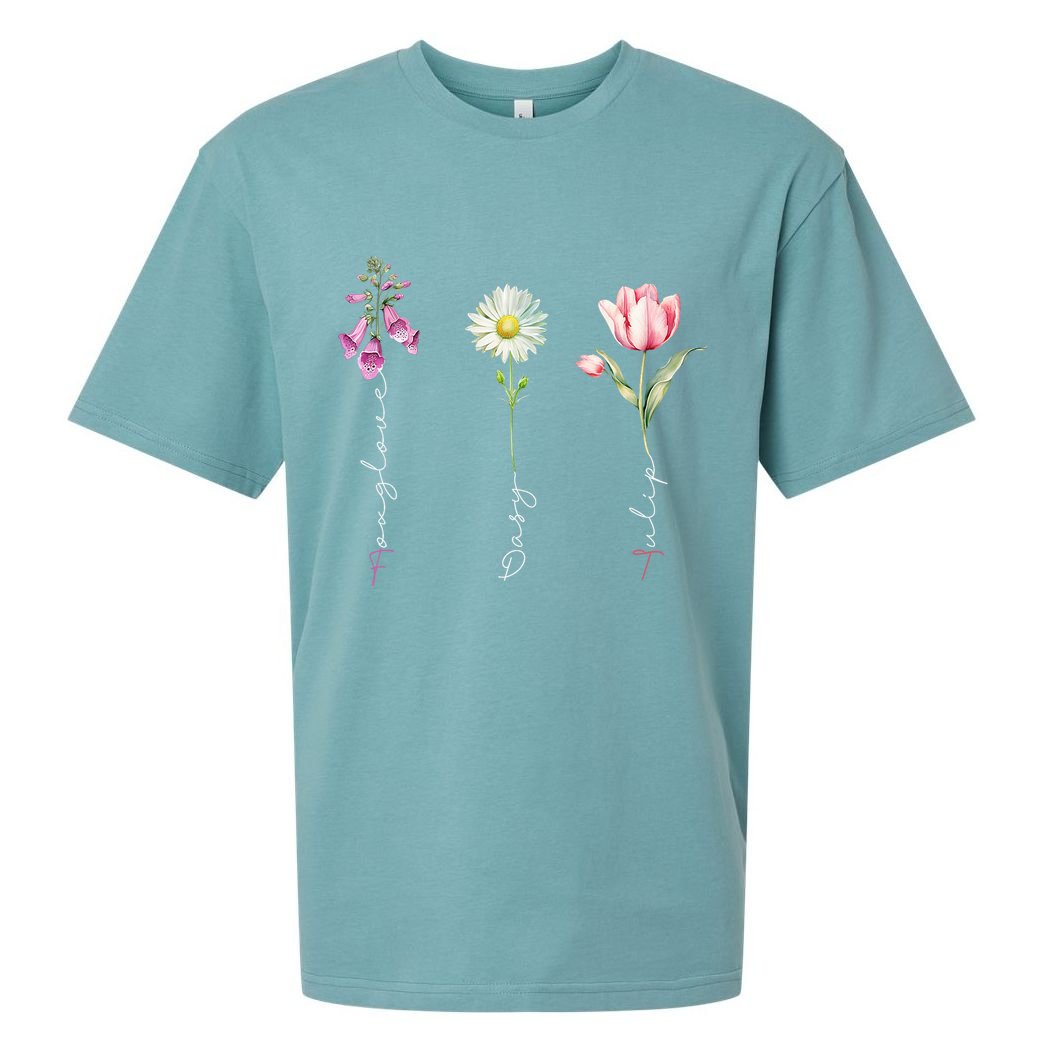 Foxglove Daisy Tulip Floral Sueded Cloud Jersey T-Shirt