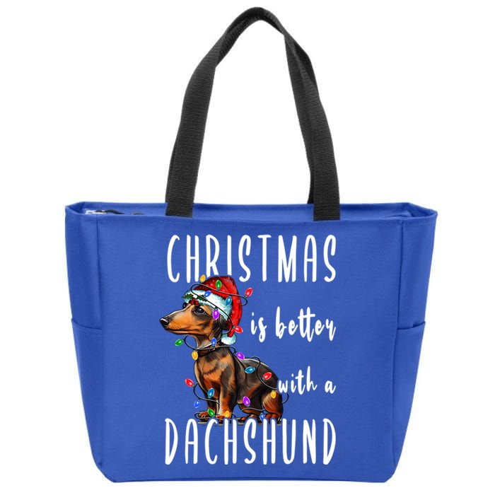 Funny Dachshund Ugly Christmas Gift Zip Tote Bag