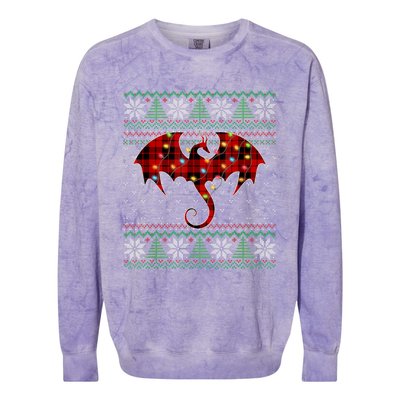 Funny Dragon Ugly Sweater Christmas Lights Dragon Lover TShirt Colorblast Crewneck Sweatshirt