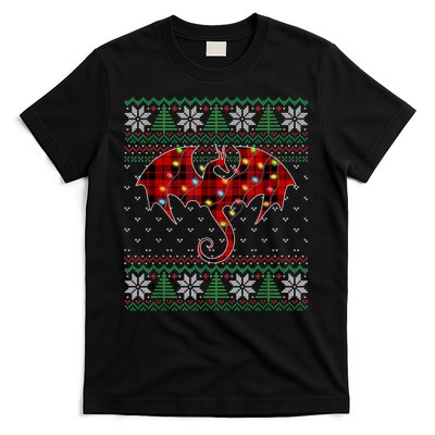 Funny Dragon Ugly Sweater Christmas Lights Dragon Lover TShirt T-Shirt