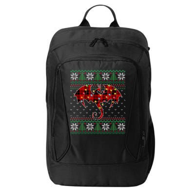 Funny Dragon Ugly Sweater Christmas Lights Dragon Lover TShirt City Backpack