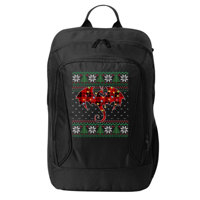 Funny Dragon Ugly Sweater Christmas Lights Dragon Lover TShirt City Backpack