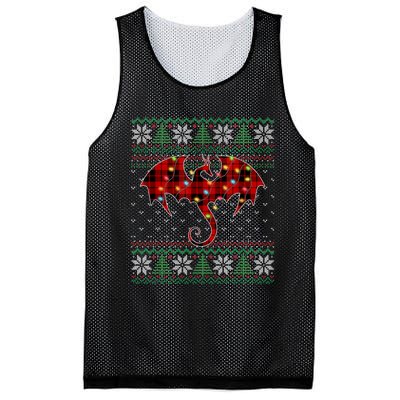 Funny Dragon Ugly Sweater Christmas Lights Dragon Lover TShirt Mesh Reversible Basketball Jersey Tank