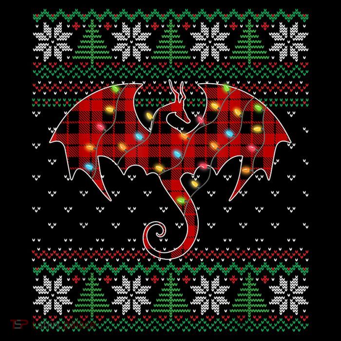 Funny Dragon Ugly Sweater Christmas Lights Dragon Lover TShirt Premium T-Shirt