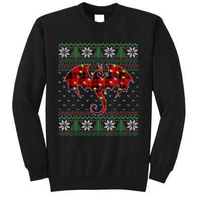 Funny Dragon Ugly Sweater Christmas Lights Dragon Lover TShirt Tall Sweatshirt