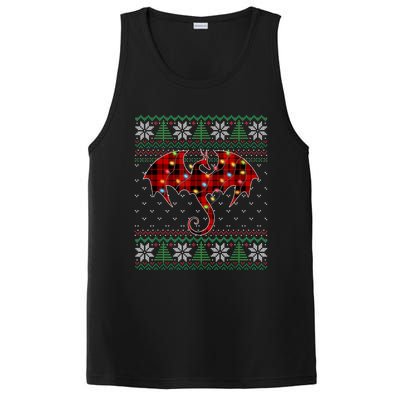 Funny Dragon Ugly Sweater Christmas Lights Dragon Lover TShirt PosiCharge Competitor Tank