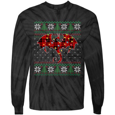 Funny Dragon Ugly Sweater Christmas Lights Dragon Lover TShirt Tie-Dye Long Sleeve Shirt