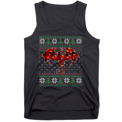 Funny Dragon Ugly Sweater Christmas Lights Dragon Lover TShirt Tank Top