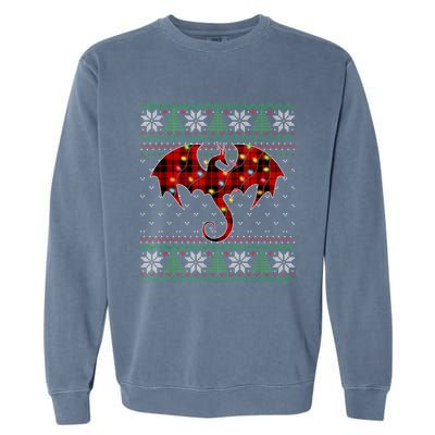 Funny Dragon Ugly Sweater Christmas Lights Dragon Lover TShirt Garment-Dyed Sweatshirt