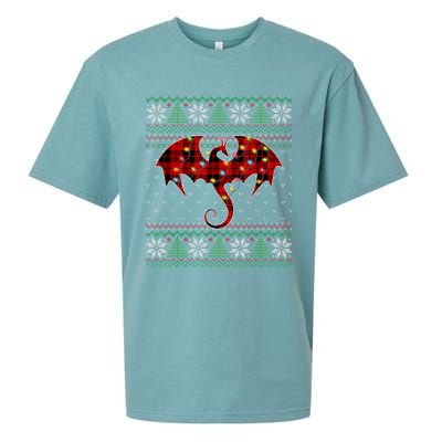 Funny Dragon Ugly Sweater Christmas Lights Dragon Lover TShirt Sueded Cloud Jersey T-Shirt