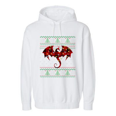 Funny Dragon Ugly Sweater Christmas Lights Dragon Lover TShirt Garment-Dyed Fleece Hoodie