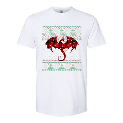 Funny Dragon Ugly Sweater Christmas Lights Dragon Lover TShirt Softstyle CVC T-Shirt